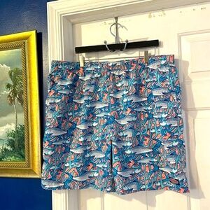 Men’s Vineyard Vines Bonefish In Coral Chappy Swim Trunks Size XXL